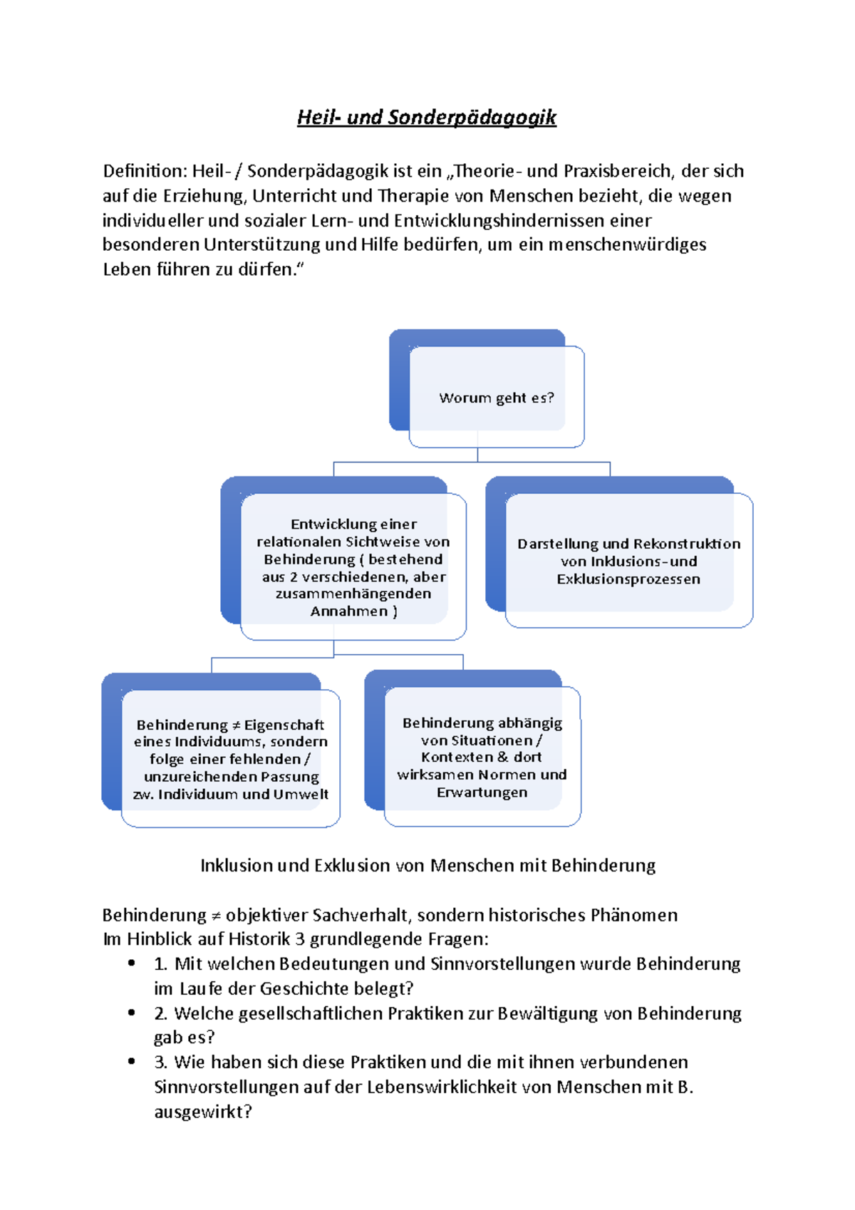 Zusammenfassung Klausr Heil:Sonder - Heil- und Sonderpädagogik