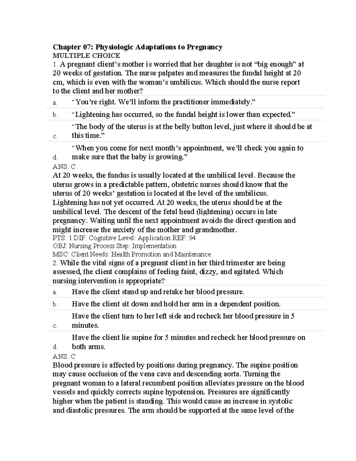 7.pdf Eng_102_Test_3.docx.pdf Chapter 07 Physiologic Adaptations to Pregnancy MULTIPLE