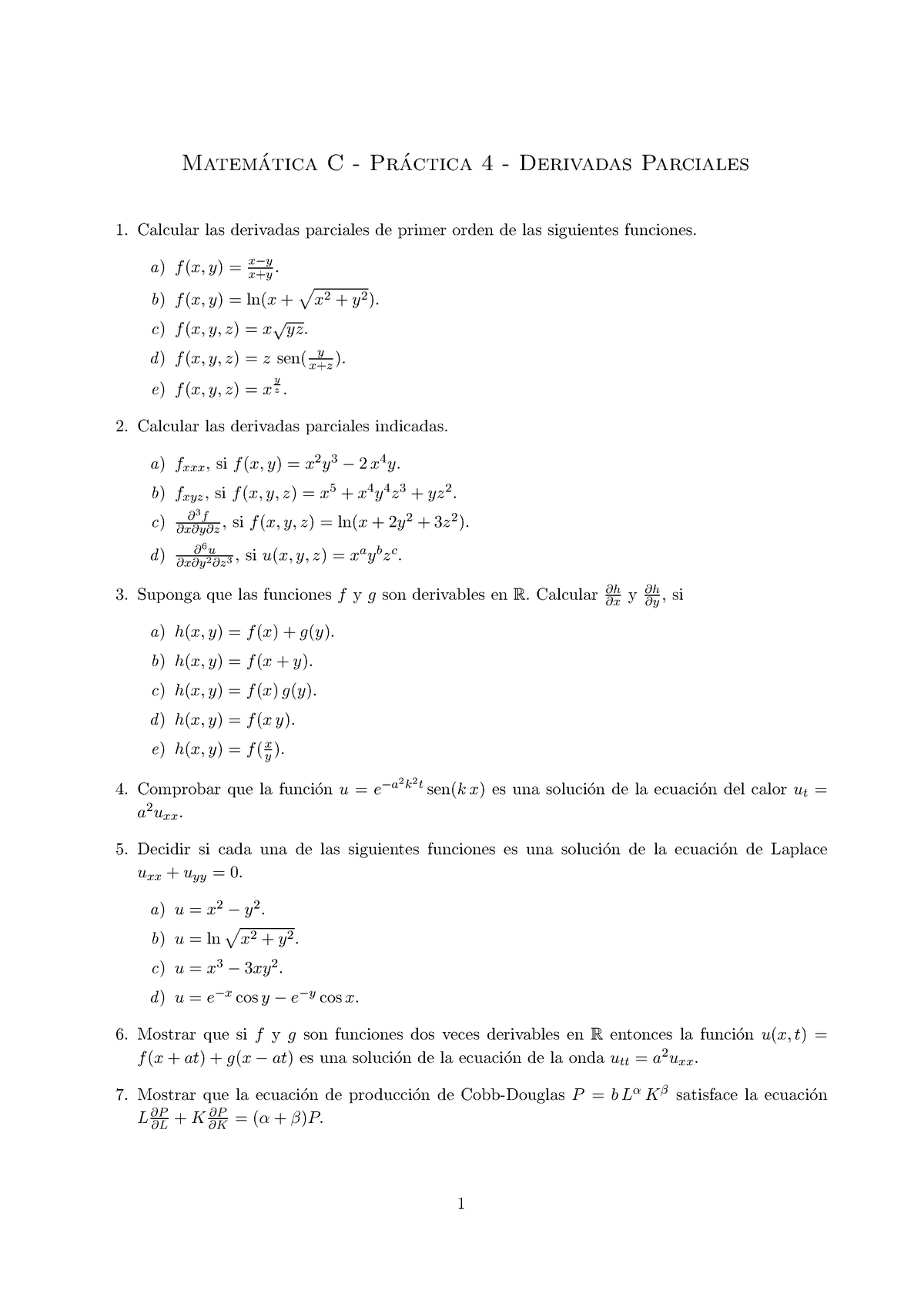 Derivadas Parciales - ´ Tica C - Pra ´ Ctica 4 - Derivadas Parciales ...