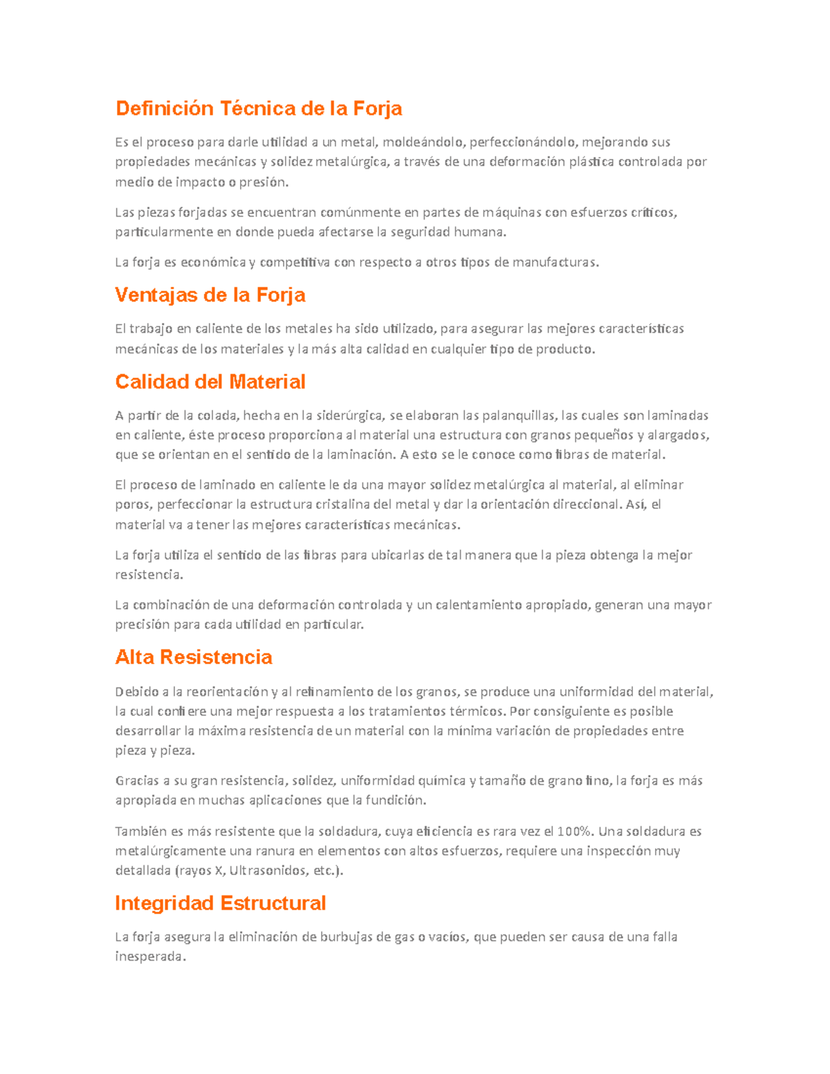 Definición Técnica de la Forja trabajo grupal - Definición Técnica de ...