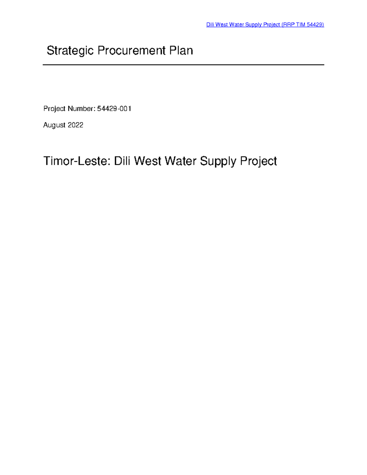 54429 001 ld 04 Other Dili West Water Supply Project (RRP TIM 54429