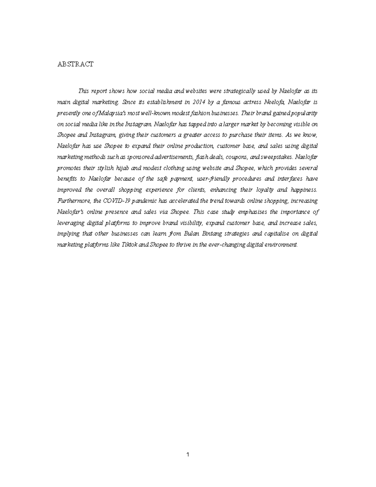 MKT 558 PAIR Assignment - ABSTRACT This report shows how social media ...
