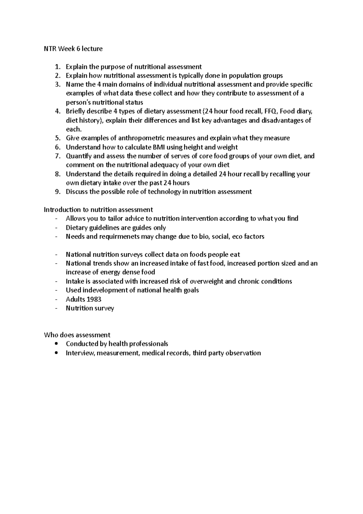 NTR Week 6 lecture - Notes - NTR10001 - Swinburne - Studocu