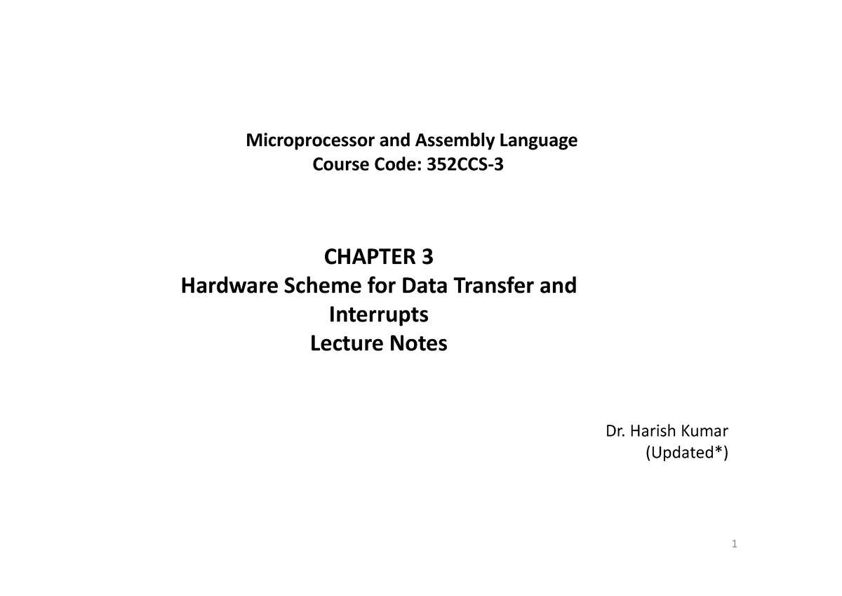 Chapter 3 - A Lecture Notes For Compiler - Microprocessor And Assembly ...