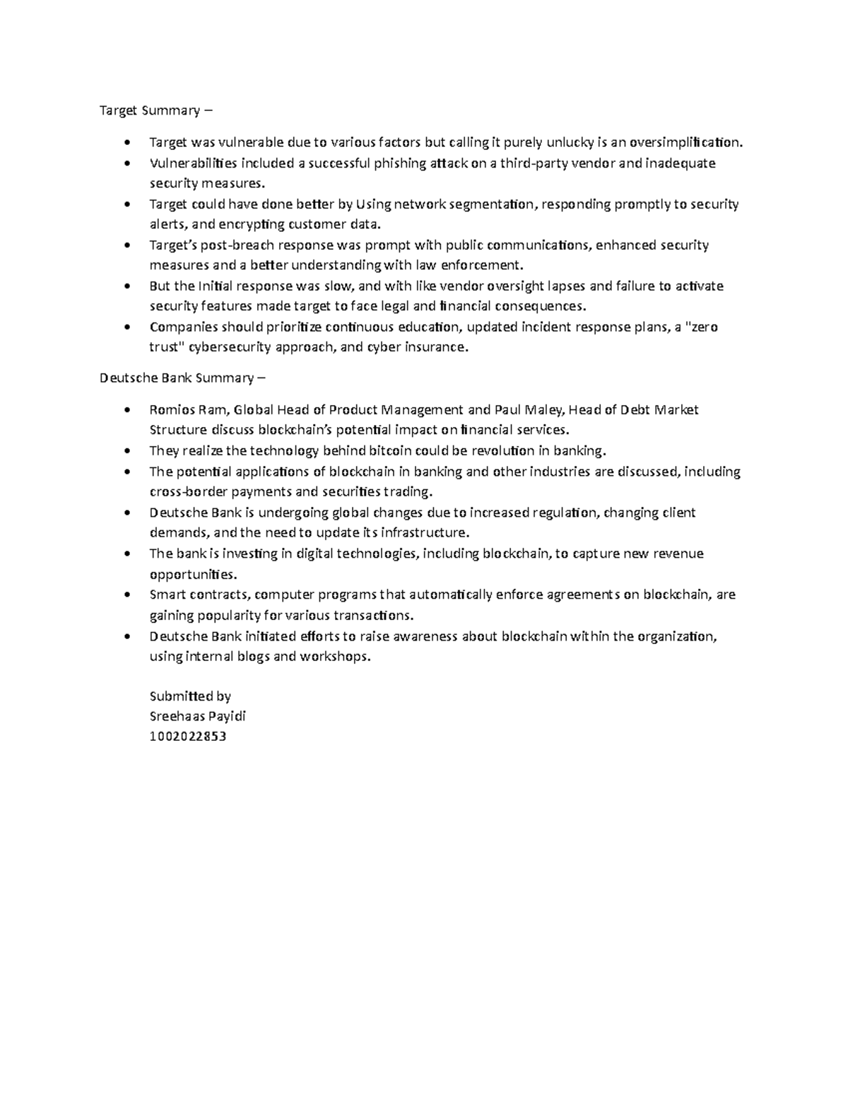 MIS-Case Summaries 2 - summmaries - Target Summary – - Target was ...