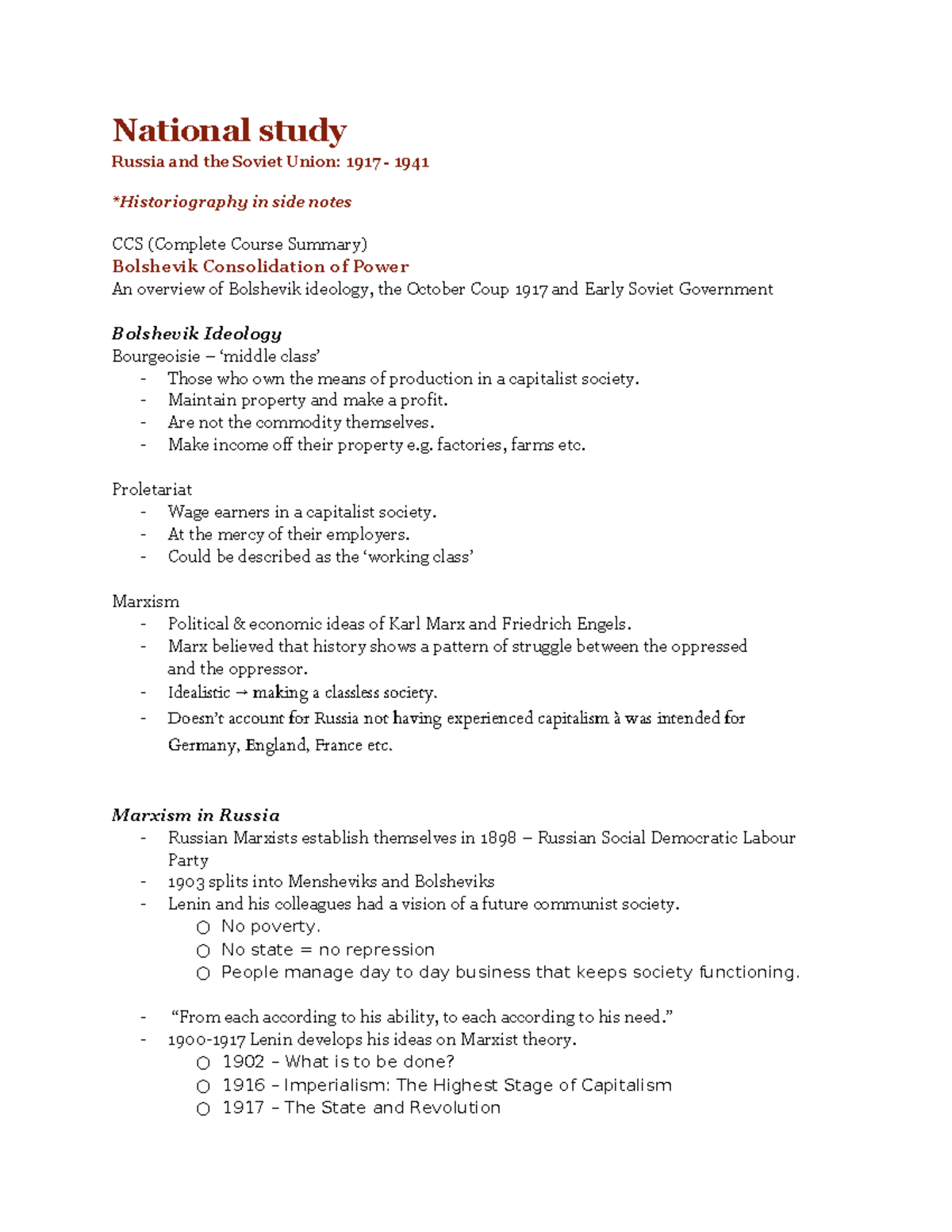 HSC MOD HIS National Study National study Russia and the Soviet Union