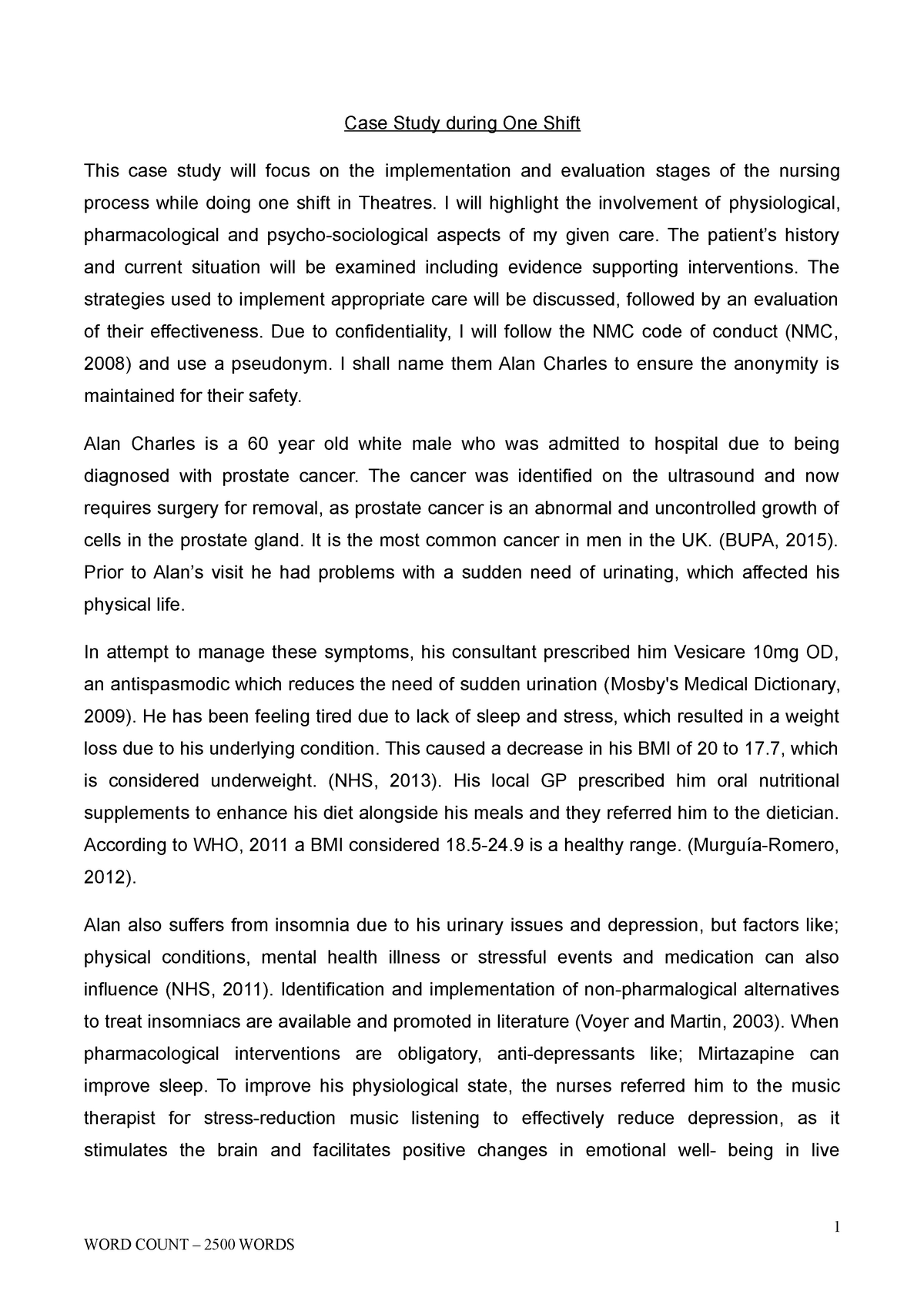 CASE Study FULL ESSAY Case Study During One Shift This Case Study 