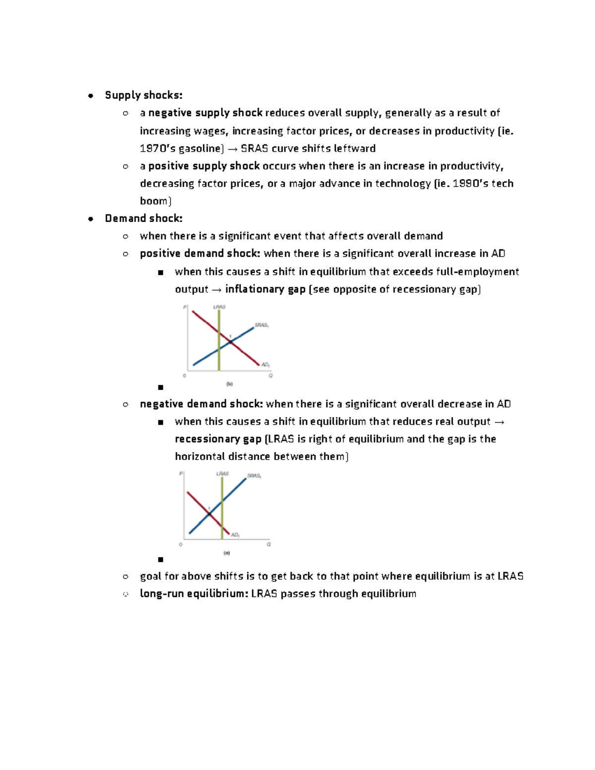 Macro Notes Unit 3 (2 of 3) Supply shocks a negative supply shock