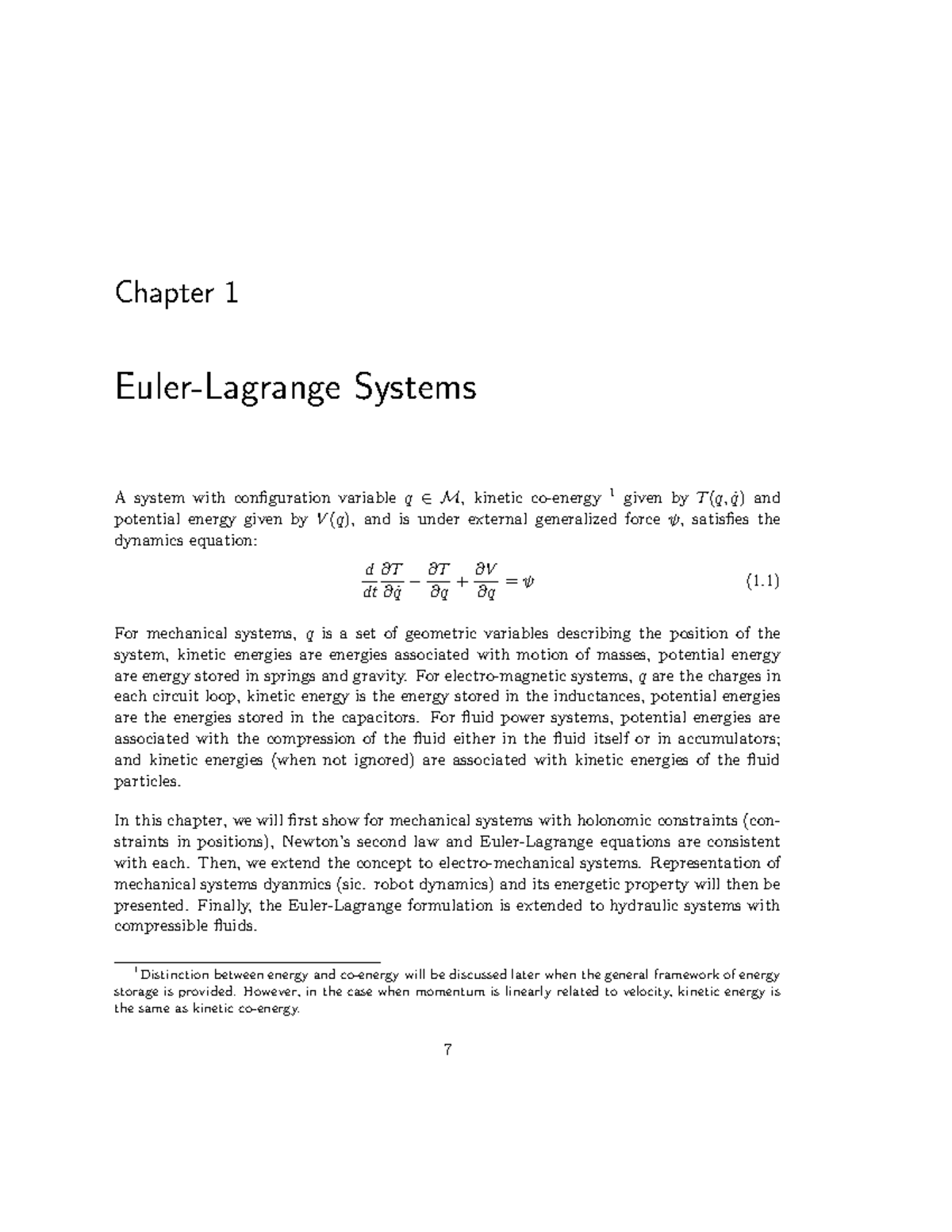 Euler-Lagrange notes - it helps - Chapter 1 Euler-Lagrange Systems A ...