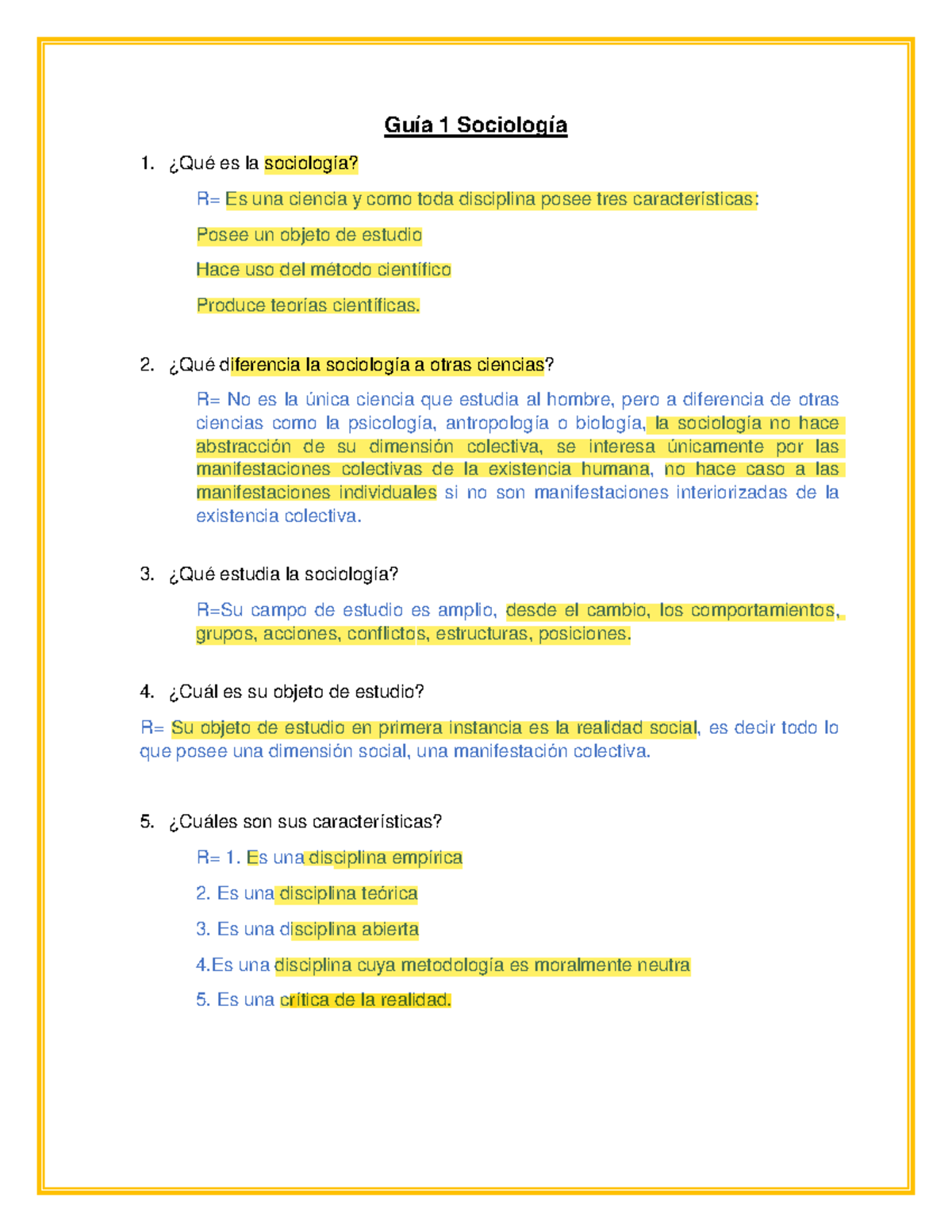 Guía 1 Sociología Unidad 1 UNAH - Guía 1 Sociología ¿Qué Es La ...