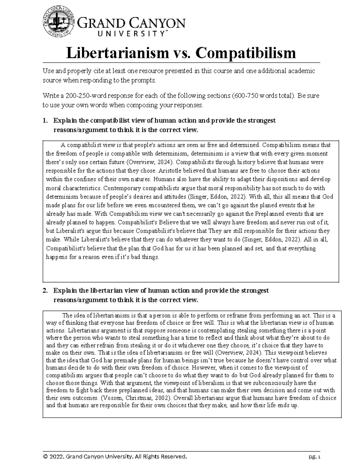PHI 103 RS T5Libertarianism Compatibilism Worksheet 2 - Libertarianism ...