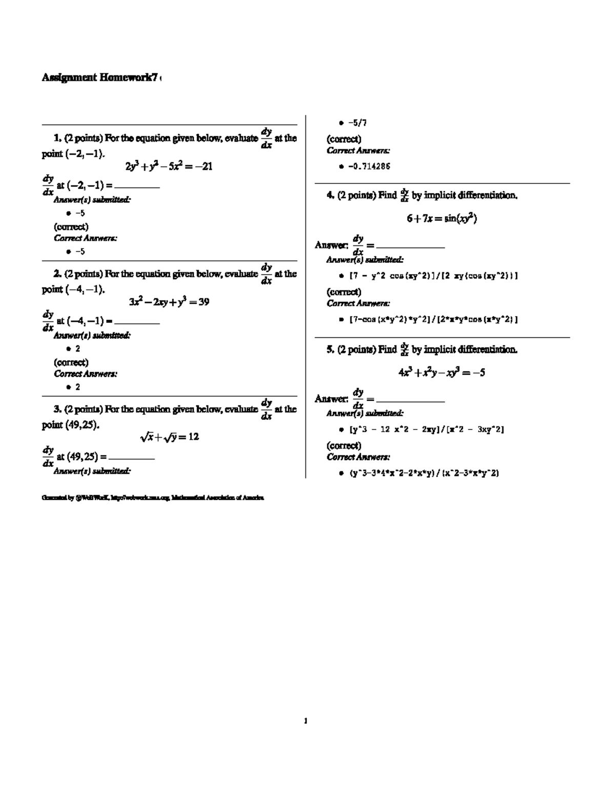 Maths HW 7 - MATH HW 7 - MATH 1451 - Studocu