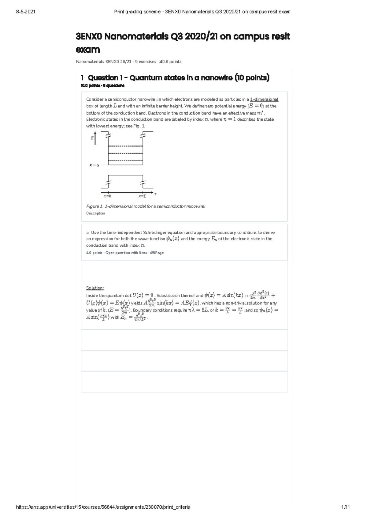 Exam NM 3ENX1 20212022Resit Solution 3ENX0 Nanomaterials Q3 2020/