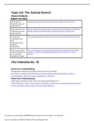 Analytical Reading Activity 10th Amendment - AP United States ...