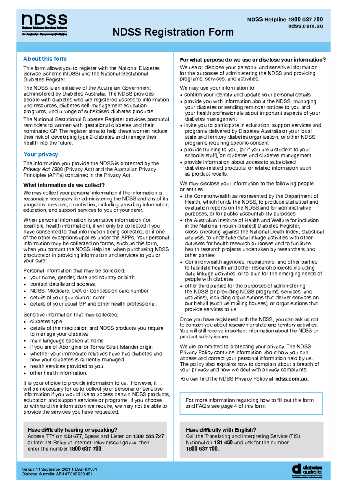 Form-ndss-registration-form LIZA - Version 11 September 2021 NDSSFRM ...