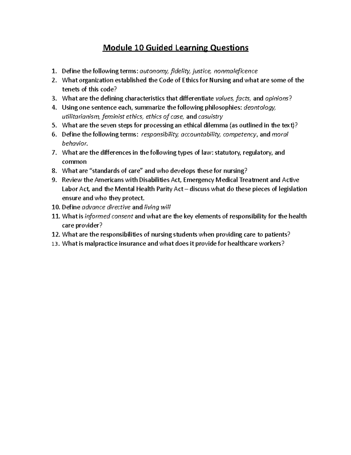 Module 10 Guided Learning Questions Module 10 Guided Learning