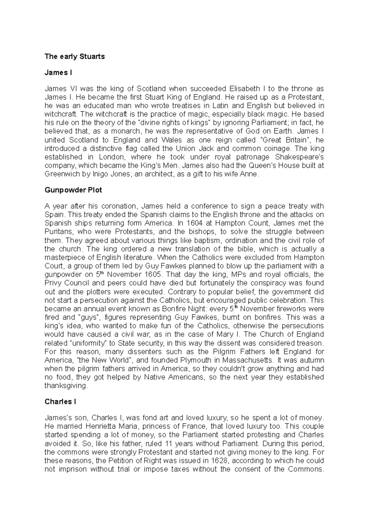 The early Stuarts - The early Stuarts James I James VI was the king of ...
