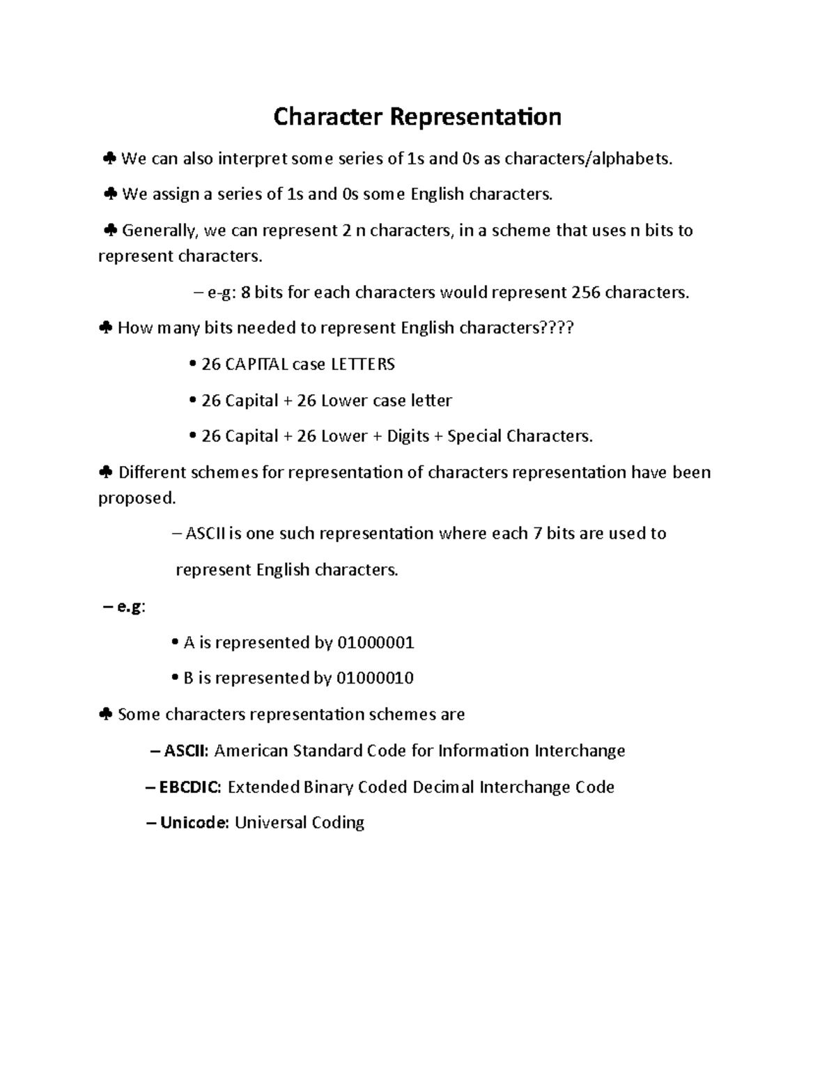 SB110801 Character Representation in data structure - Character ...