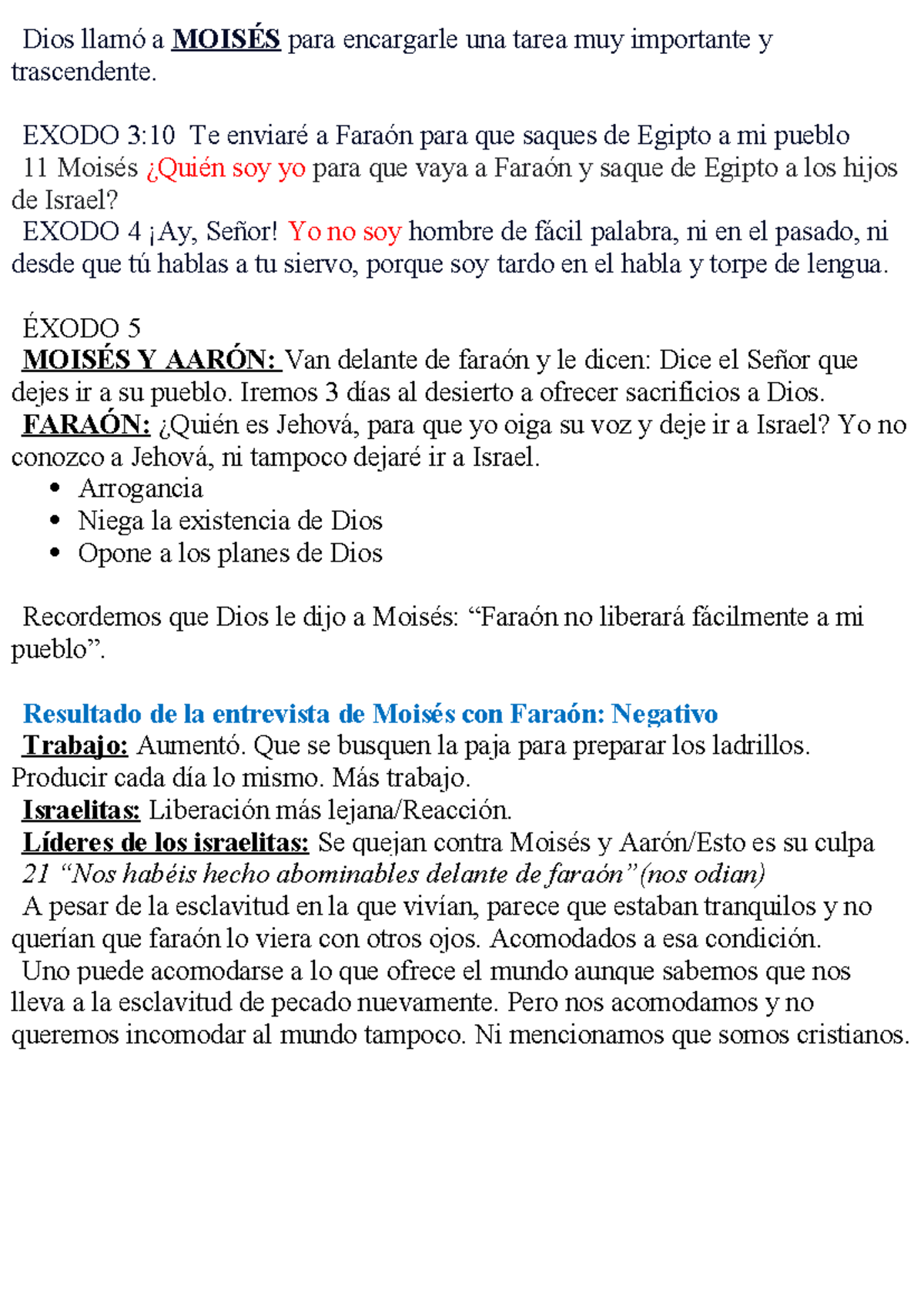 Éxodo 5 - material - Dios llamó a MOISÉS para encargarle una tarea muy ...
