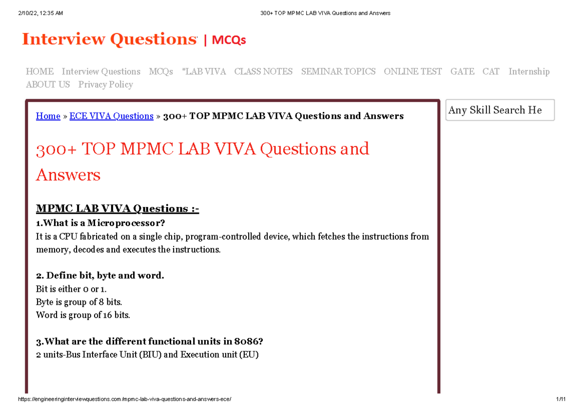 300+ TOP MPMC LAB VIVA Questions and Answers Home » ECE VIVA