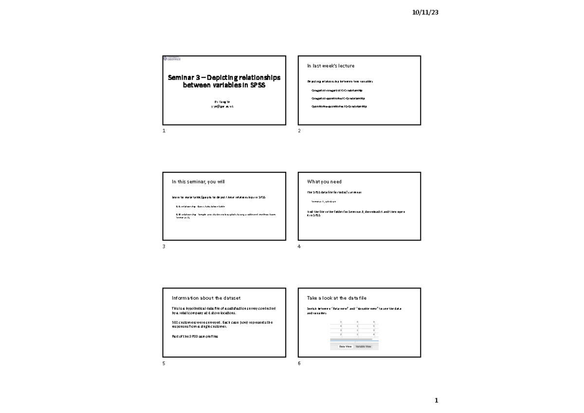 Seminar 3 - Depicting relationship between two variables handout ...
