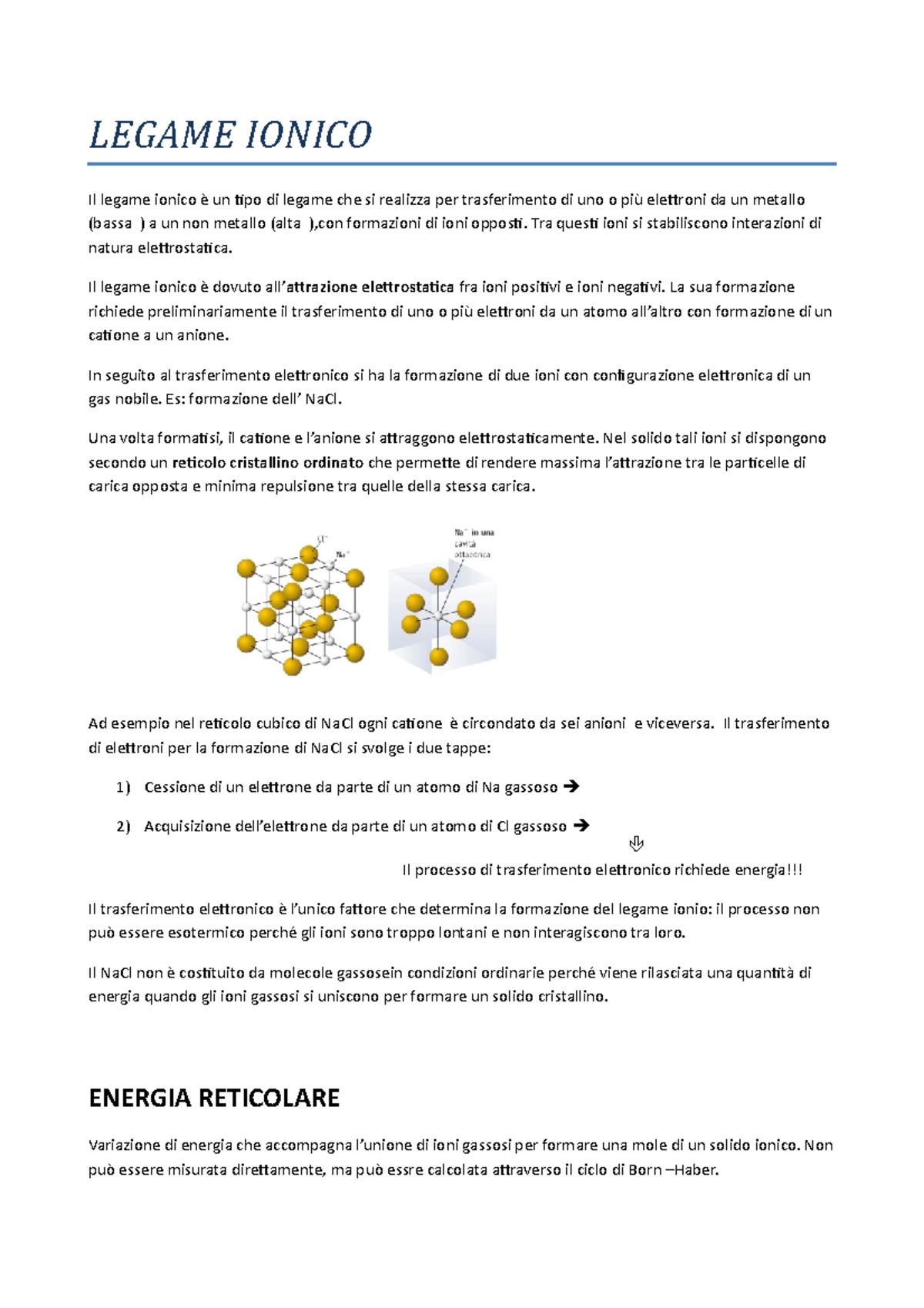 07 Legame Ionico Riassunti Delle Slide E Lezioni Della Professoressa Michela Pisani LEGAME