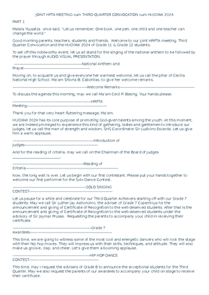 Brigada program to print - OPENING PROGRAMME CLOSING PROGRAMME PART I ...
