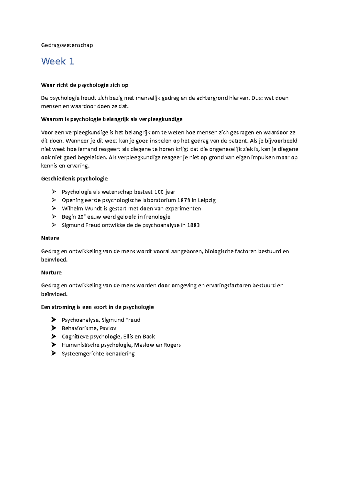 Gedragswetenschap Samenvatting Periode 1 Gedragswetenschap Week 1