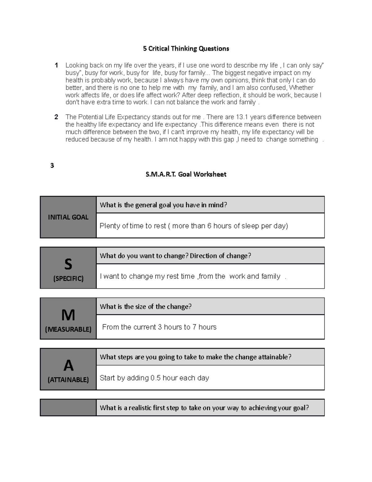 health critical thinking questions