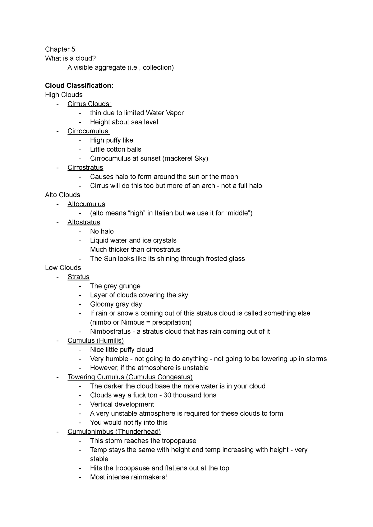 CEE 1331 Lecture Notes Day 4 - Chapter 5 What is a cloud? A visible ...