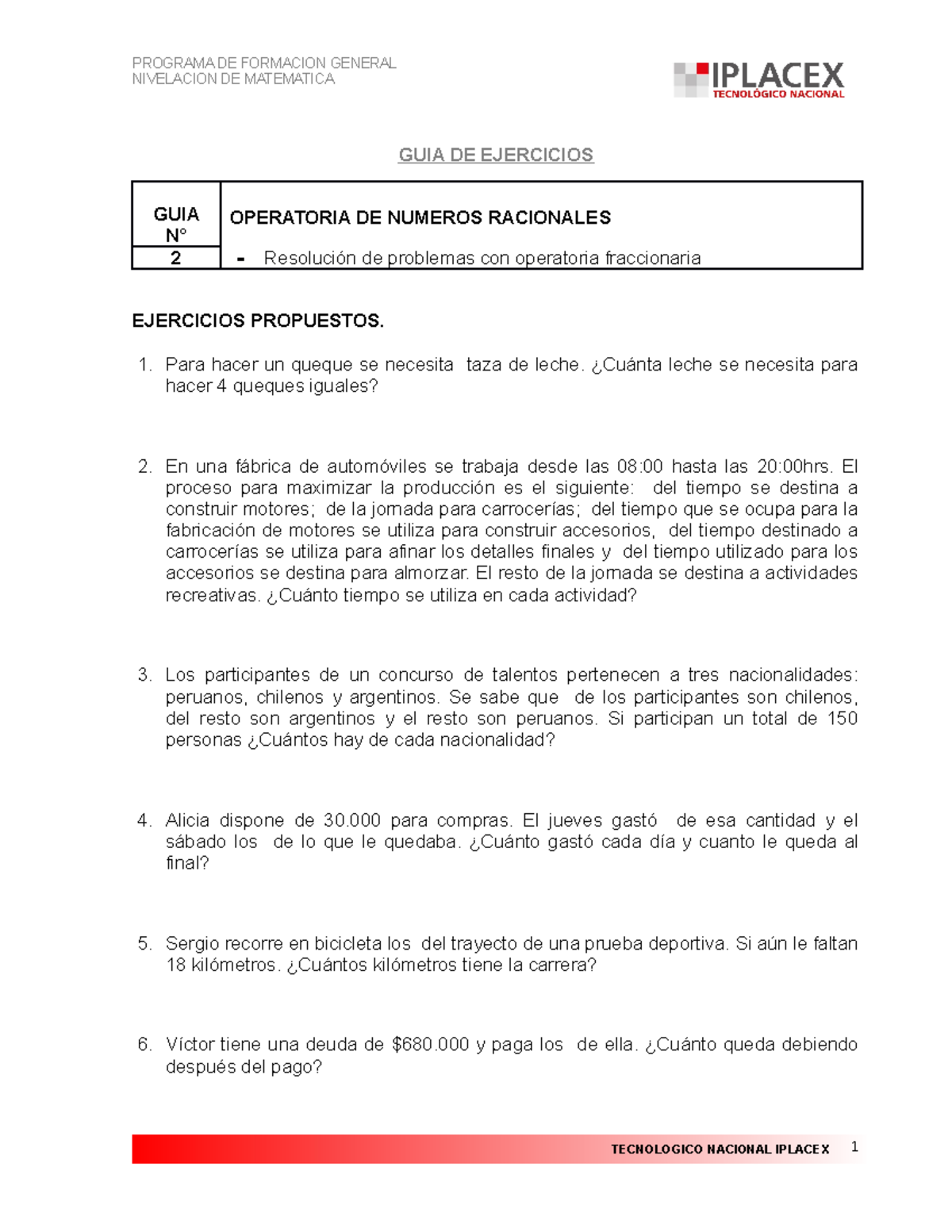 EJ 1 - xasd - PROGRAMA DE FORMACION GENERAL NIVELACION DE MATEMATICA ...