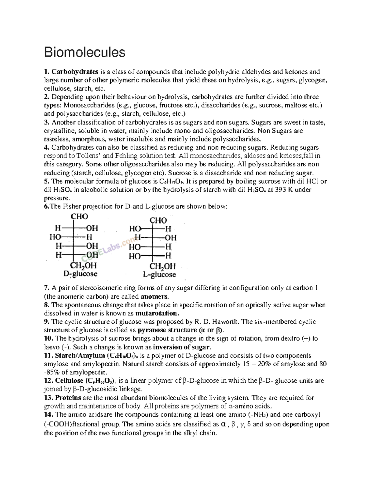 Biomolecules Biomolecules Carbohydrates is a class of compounds that