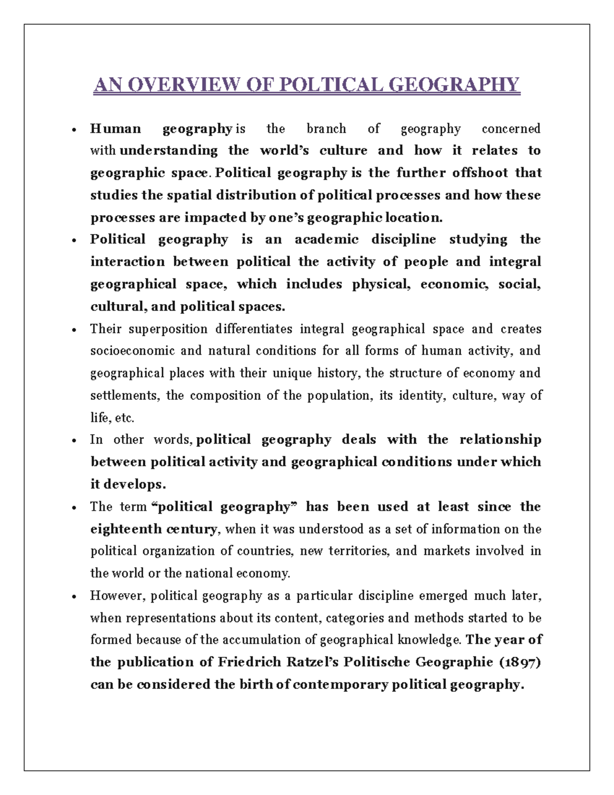 thesis on political geography