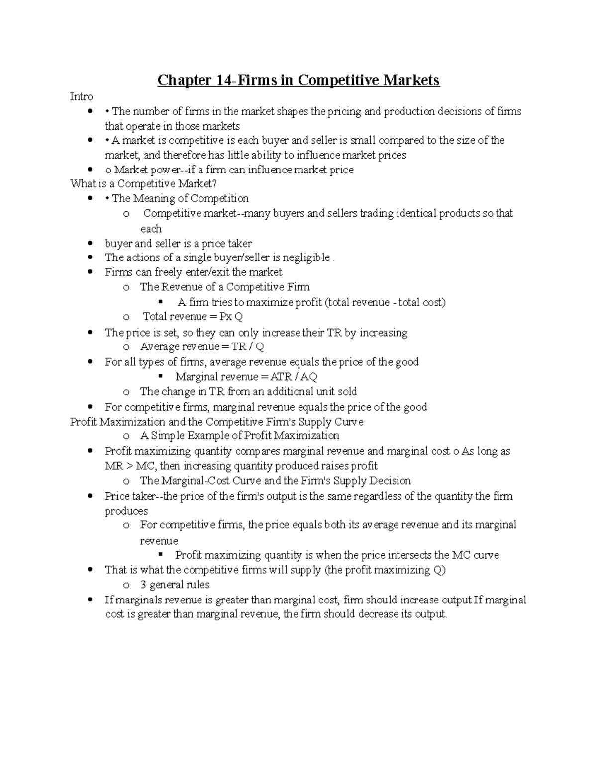 Chapter 14-Firms In Competitive Markets - Chapter 14-Firms In ...