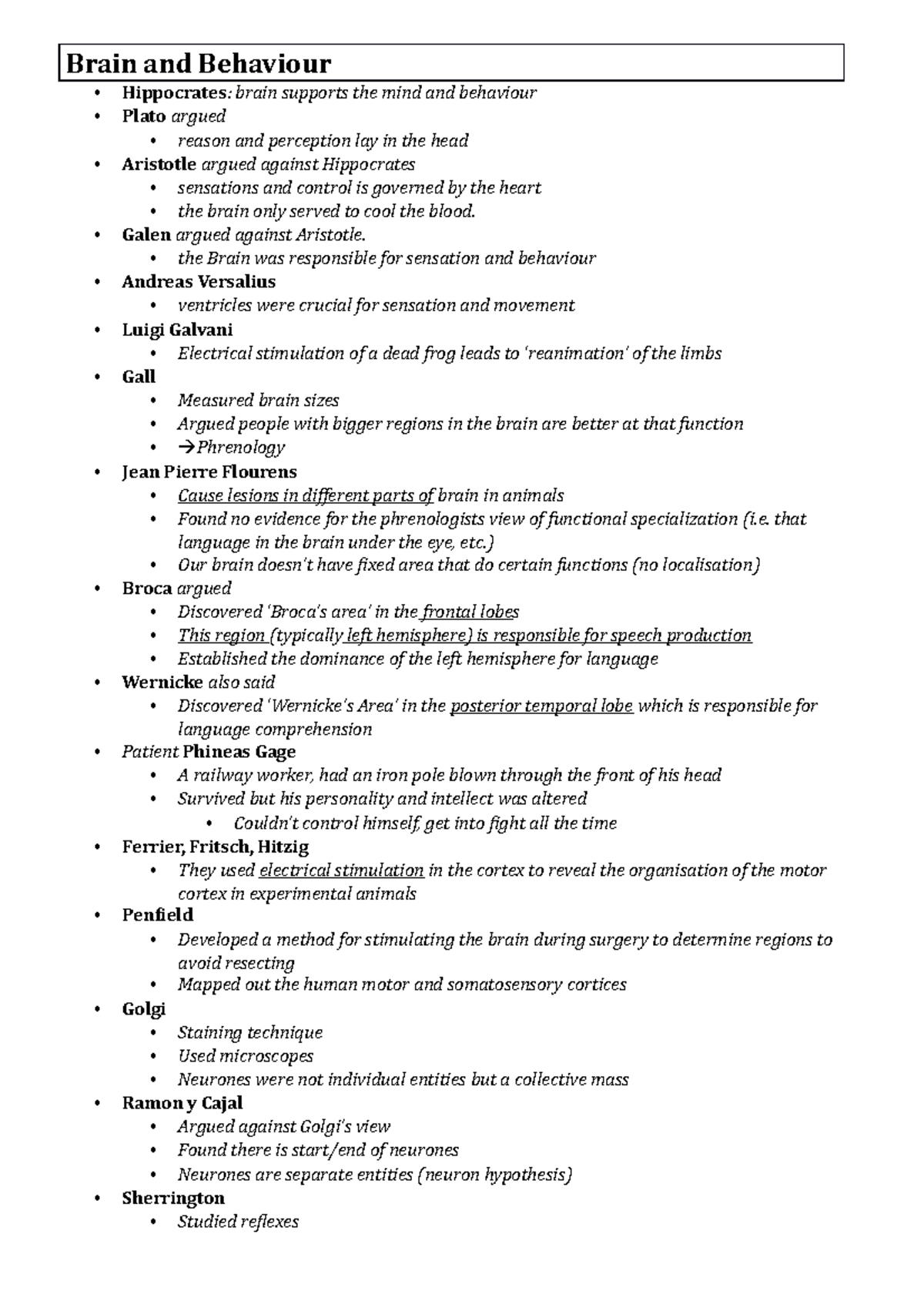 Brain and Behaviour Notes - Brain and Behaviour Hippocrates : brain ...