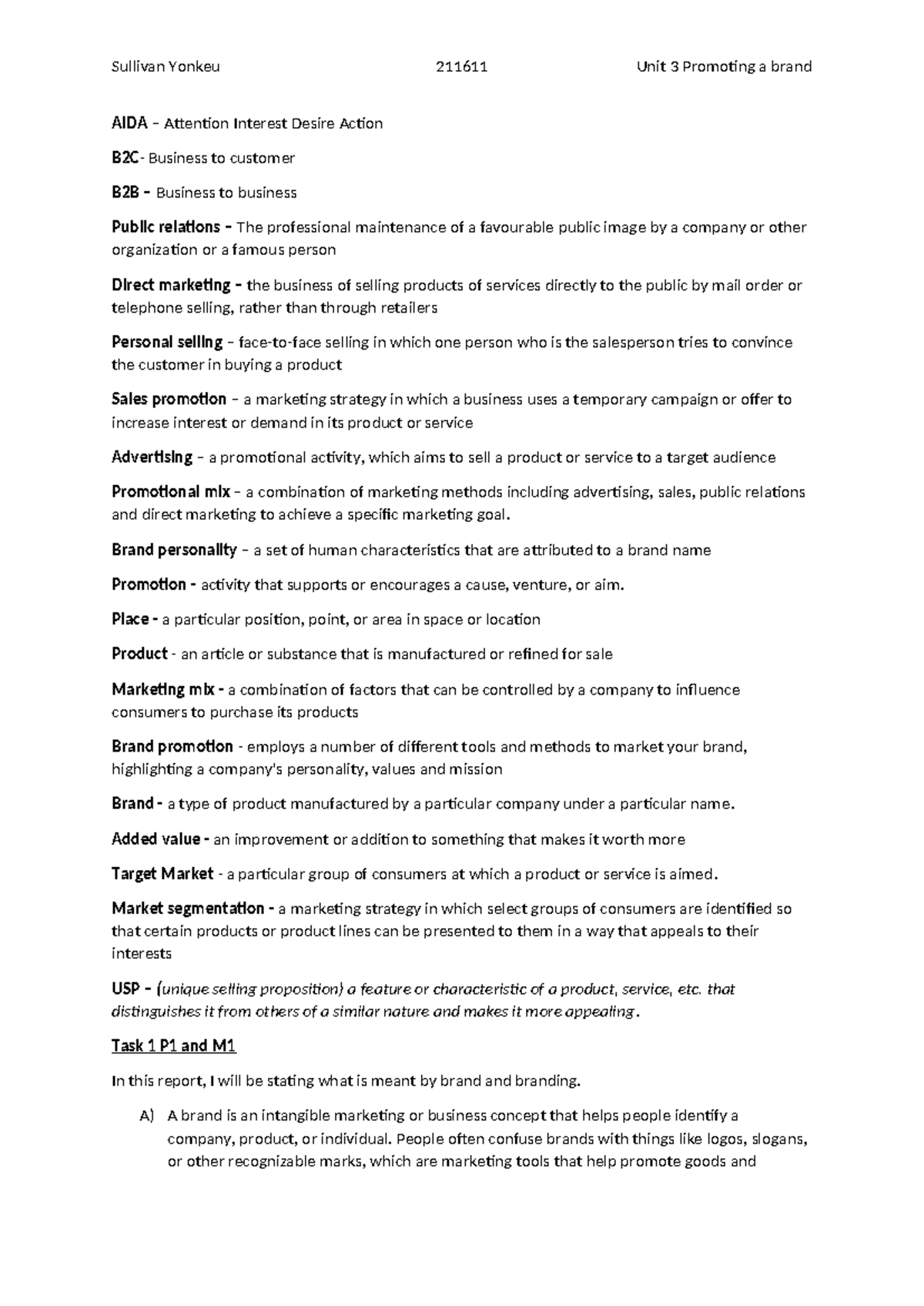 unit 18 assignment 1 - AIDA – Attention Interest Desire Action B2C ...