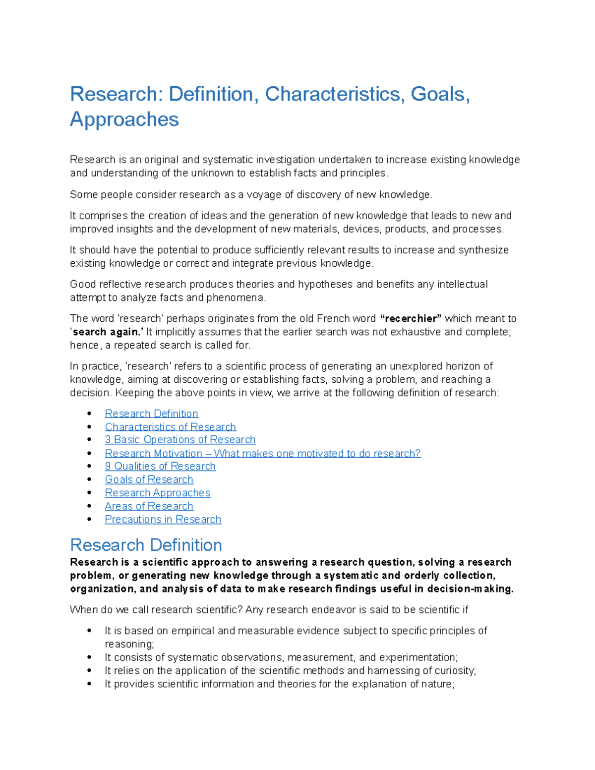 Definition, Characteristics, Goals, Approaches - Research: Definition ...