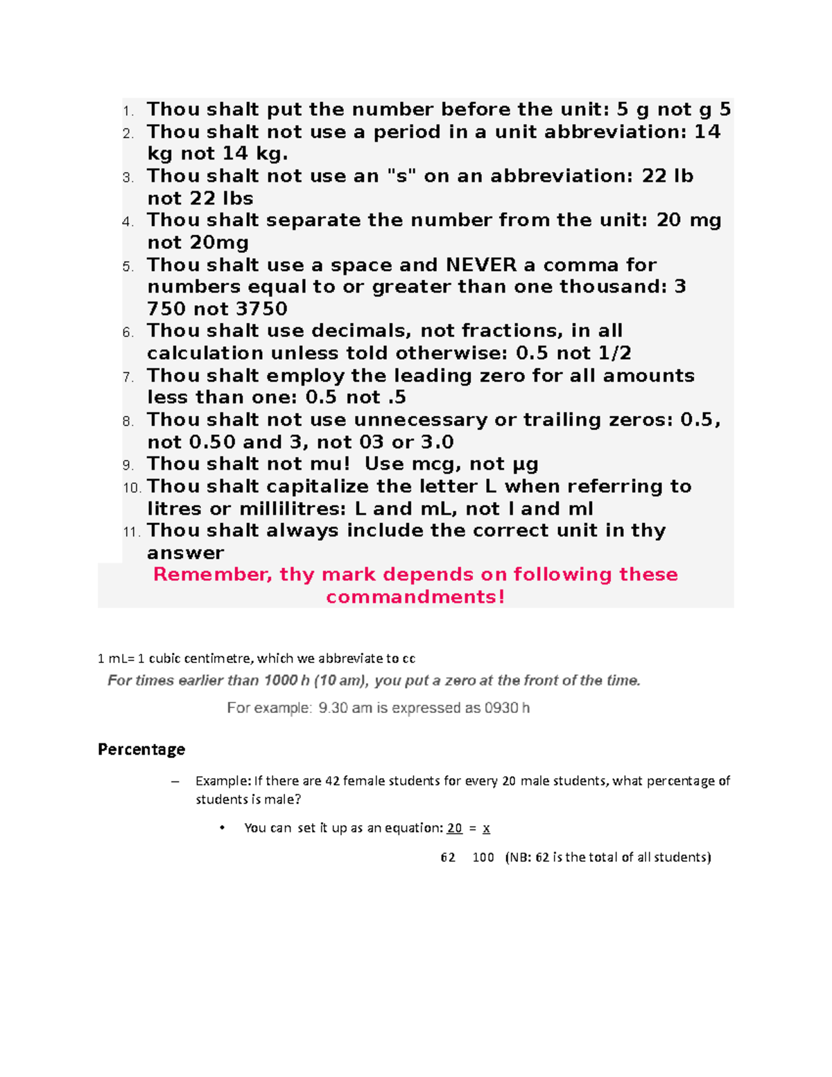Test - assignment - 1. Thou shalt put the number before the unit: 5 g ...