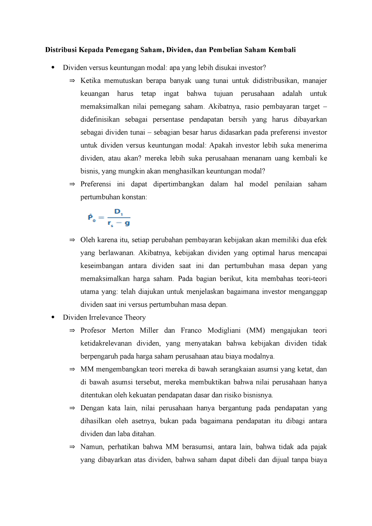 Distribusi Kepada Pemegang Saham, Dividen, Dan Pembelian Saham Kembali ...