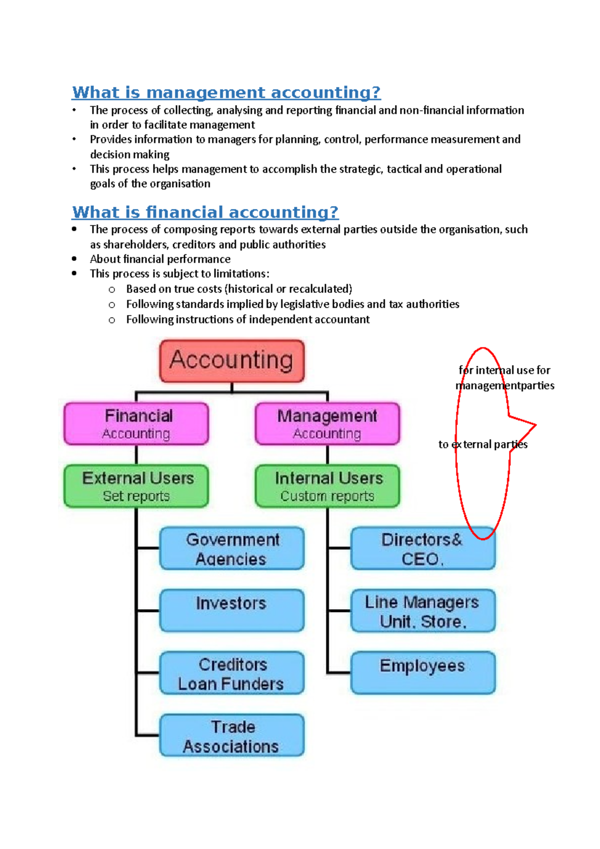 Summary IBE Management accounting - What is management accounting? The ...