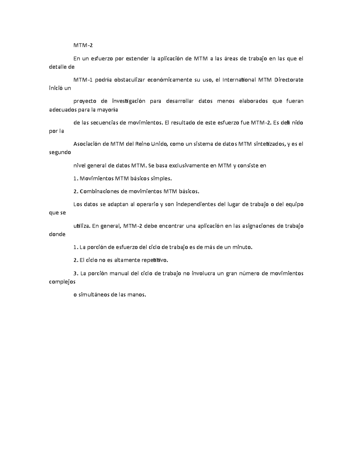 MTM - MTM - MTM- En un esfuerzo por extender la aplicación de MTM a las ...