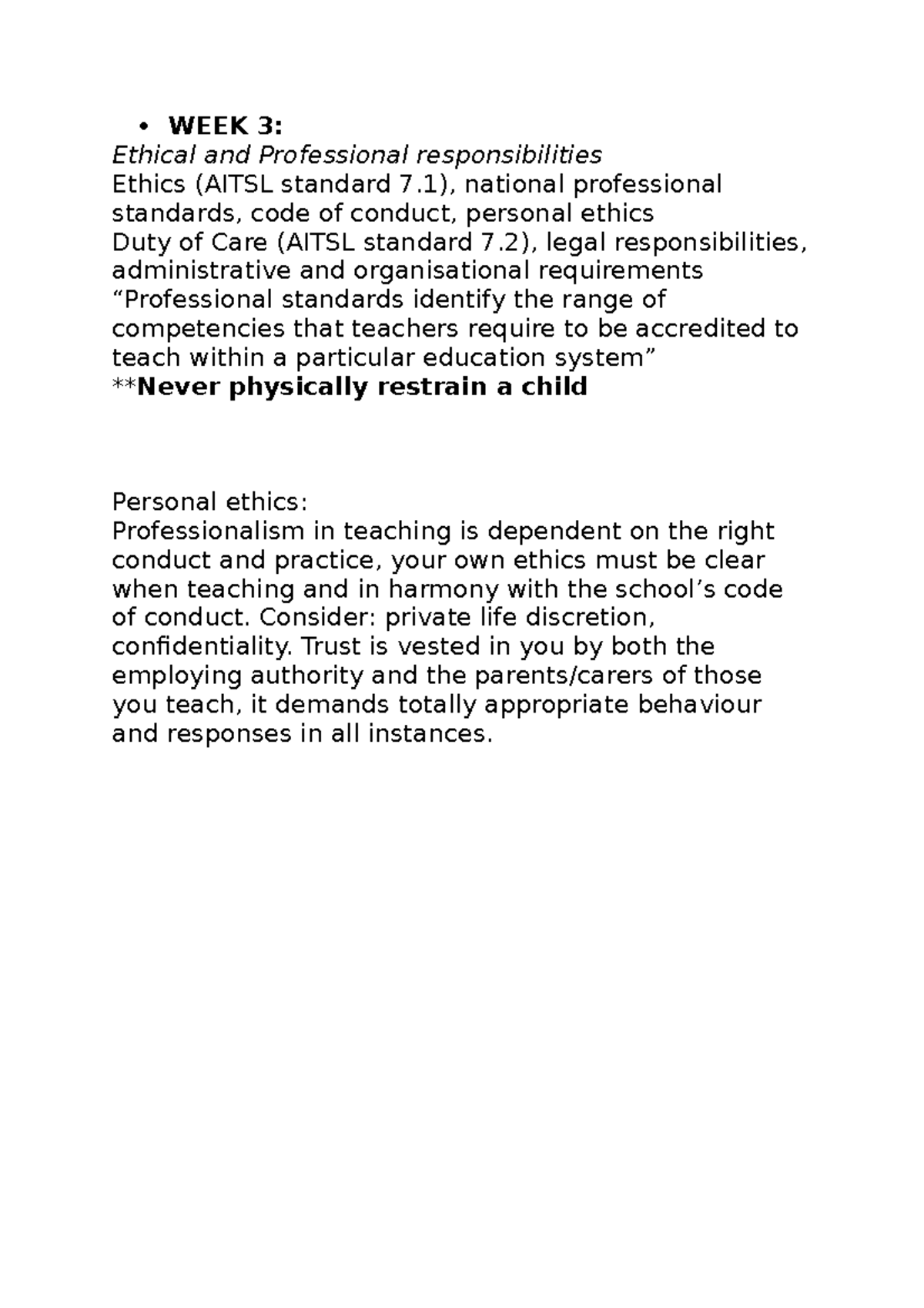 Week 3 - Lecture notes 3 - WEEK 3: Ethical and Professional ...