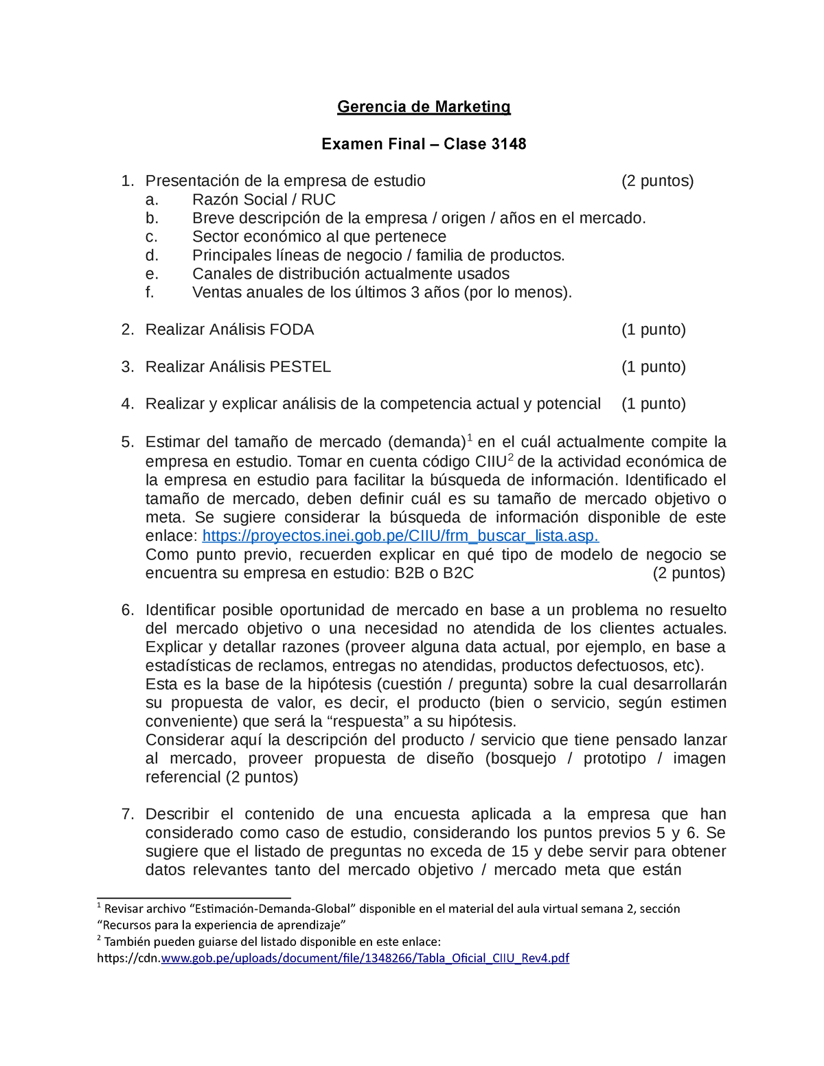 Examen Final - 3148 - Gerencia De Marketing Examen Final – Clase 3148 ...