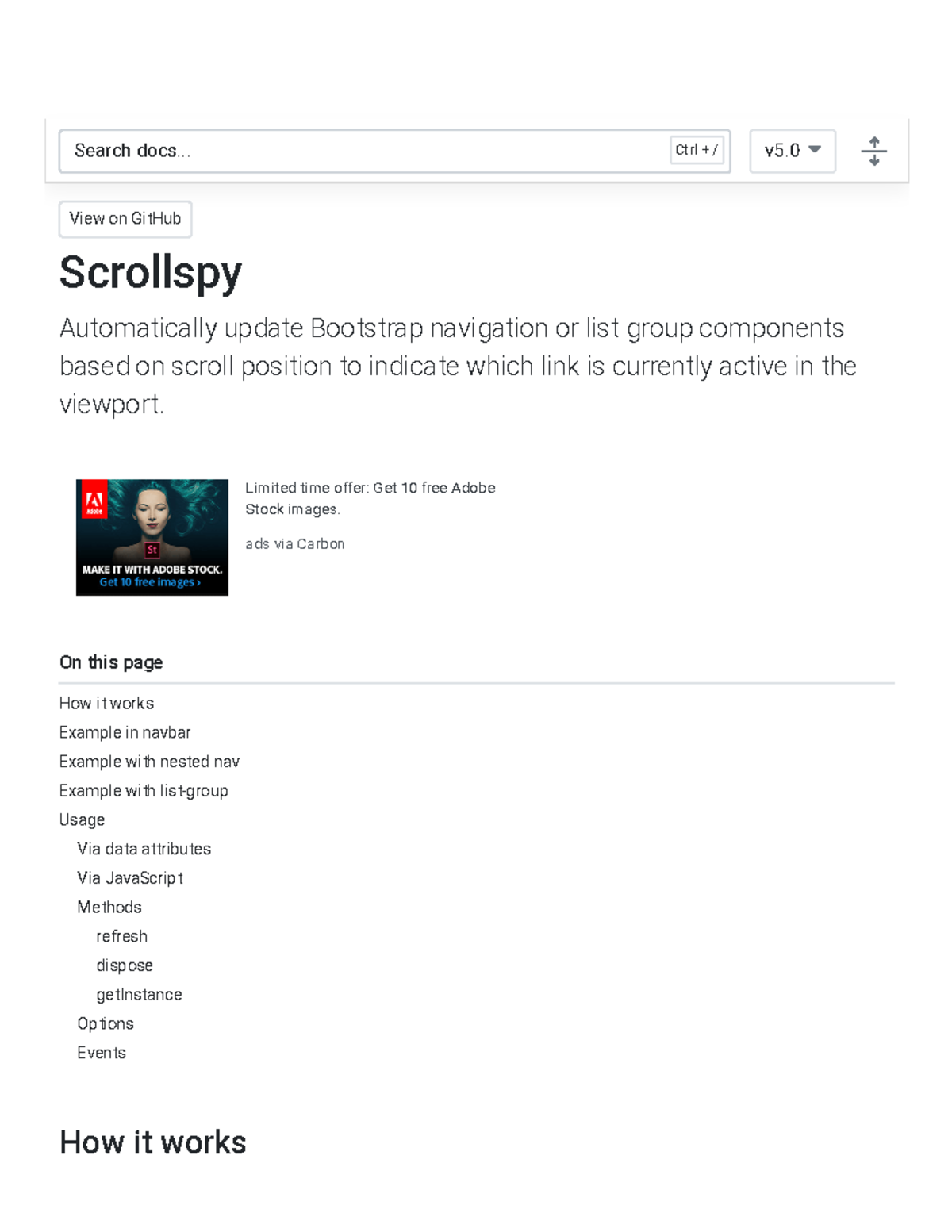 Scrollspy · Bootstrap V5 - View On GitHub Scrollspy Automatically ...