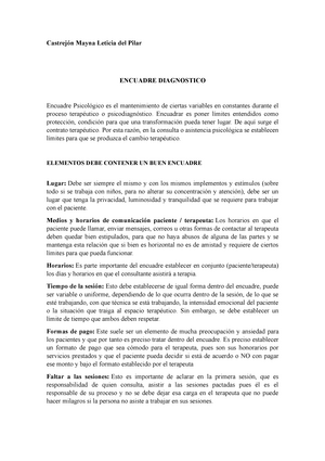 Encuadre - Apuntes 1,2,3-5 - Castrejón Mayna Leticia del Pilar ENCUADRE  DIAGNOSTICO Encuadre - Studocu