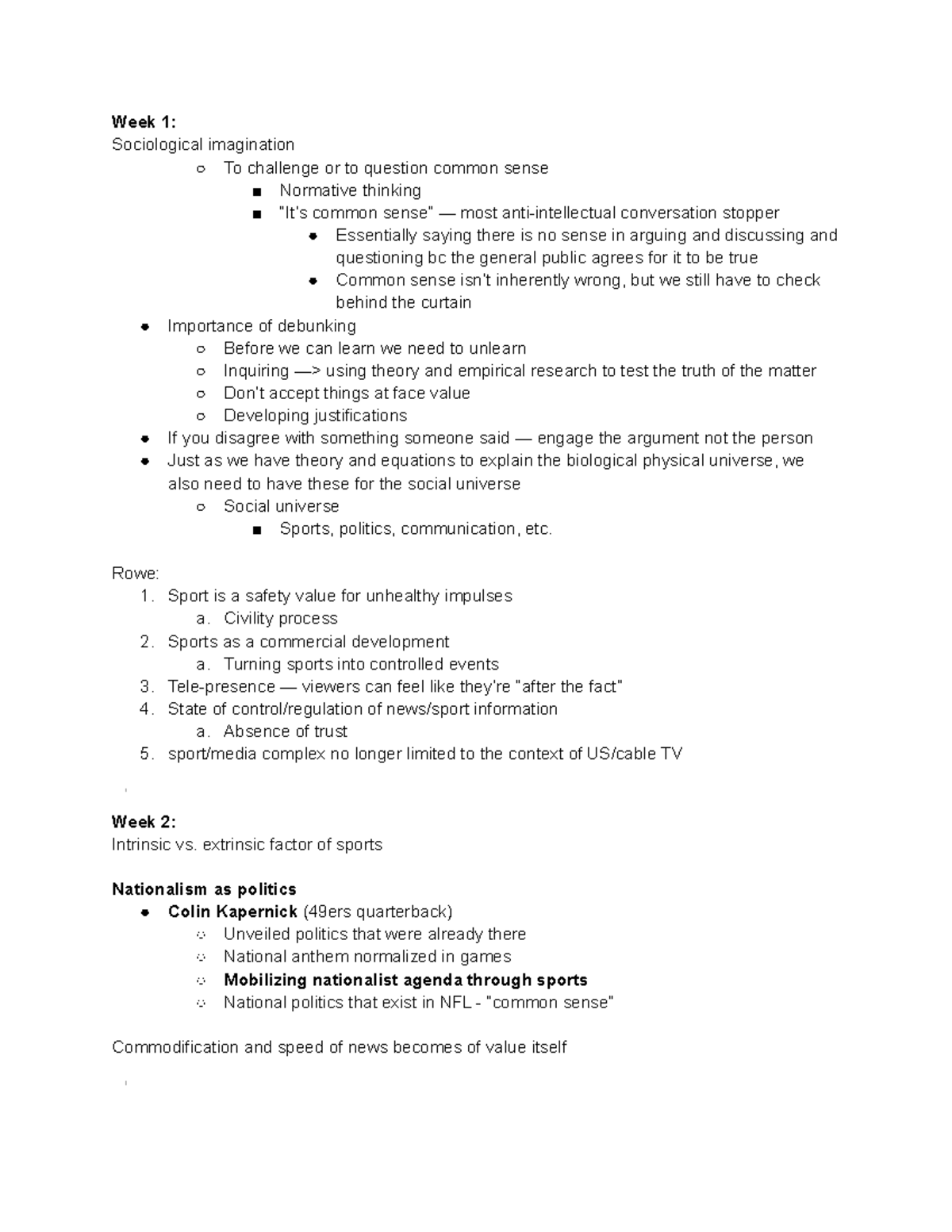 Gabby s Class Notes - Ben Carrington - Week 1: Sociological imagination ...
