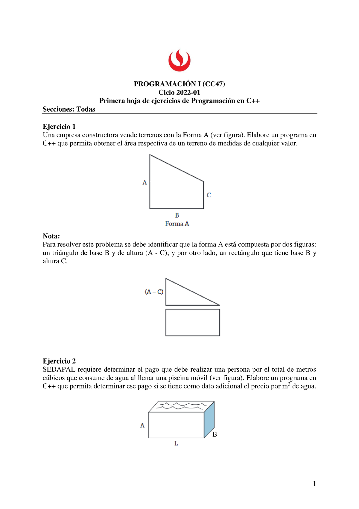 Hoja 1 - Hoja De Ejercicios - PROGRAMACIÓN I (CC47) Ciclo 2022- Primera ...