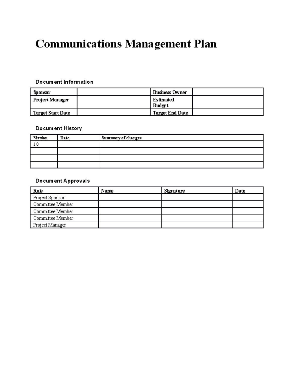 11. Communications Management Plan - Communications Management Plan ...