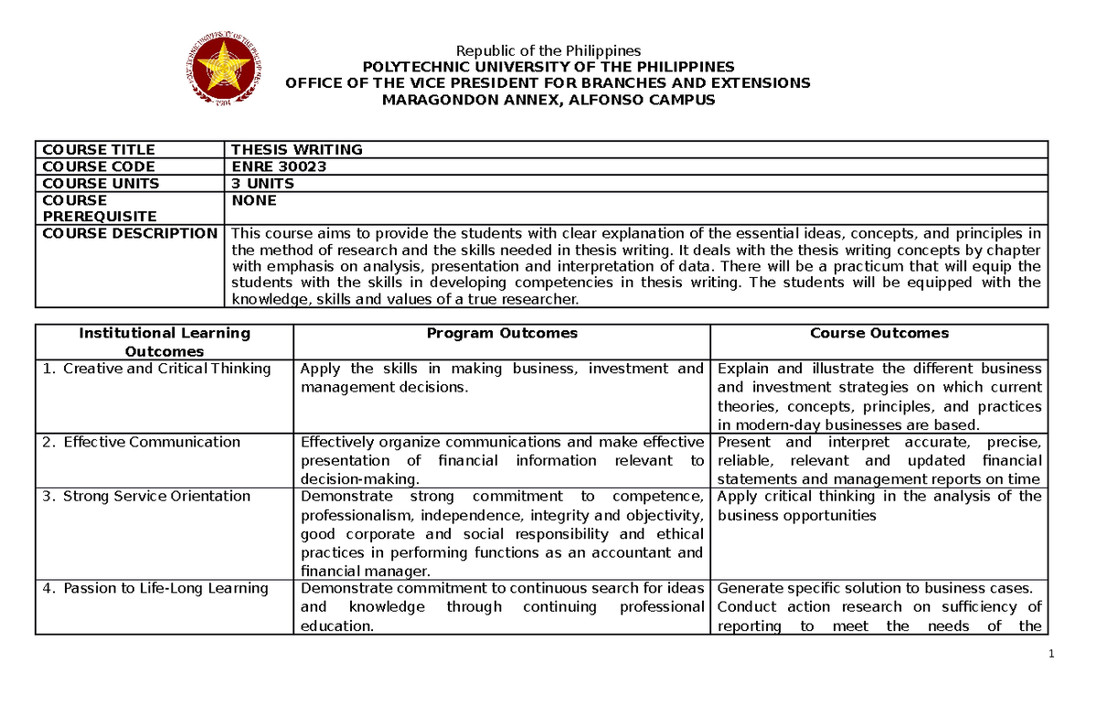 ENRE 30023 Thesis Writing - Republic of the Philippines POLYTECHNIC ...