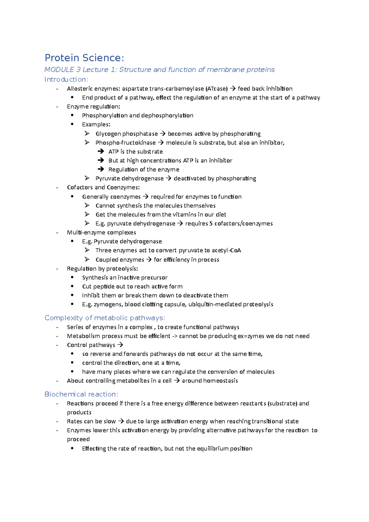 Protein Science, Module 3, Lecture 1 And 2 - Protein Science: MODULE 3 ...